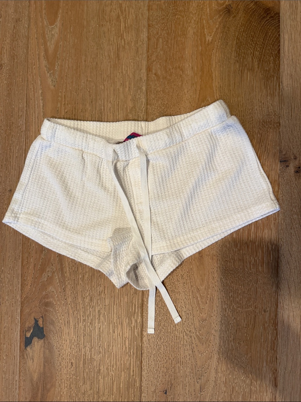 Women's White Edikted Waffle Knit Drawstring Shorts